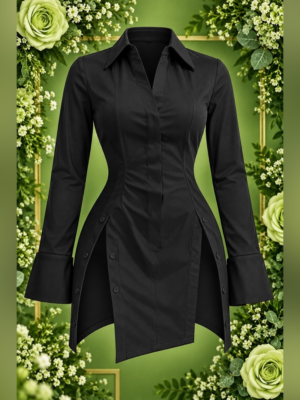 Chic Black Button-Up Dress
